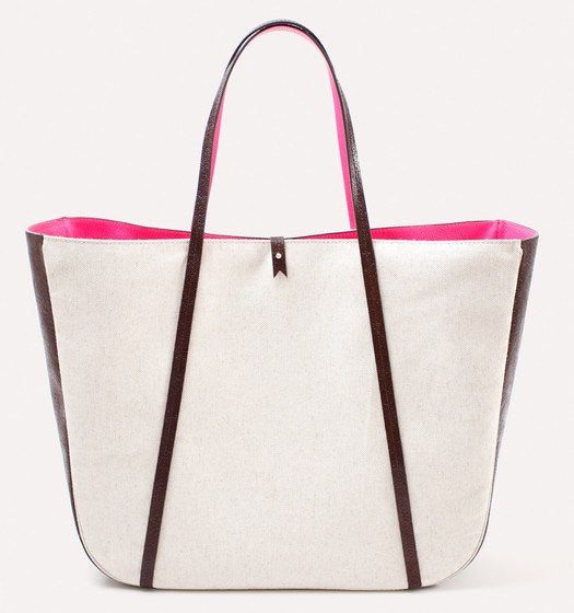 Feuillade L, toile et cuir, doublure rose