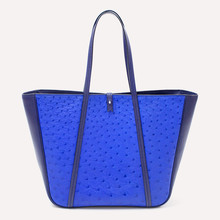 Feuillade S, autruche et chèvre bleu, doublure chèvre bleu
