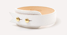 Sainte-Anne fin - Bracelet cuir en chèvre blanc, finitions or jaune