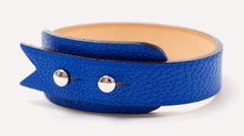 Sainte-Anne fin - Bracelet cuir en chèvre bleu de France, finitions palladium