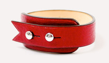 Sainte-Anne fin - Bracelet cuir en chèvre rouge, finitions palladium