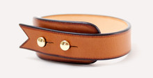 Sainte-Anne fin - Bracelet cuir en veau barenia gold, finitions or jaune