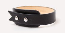Sainte-Anne fin - Bracelet cuir en veau barenia noir, finitions palladium