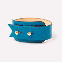 Sainte-Anne large - Bracelet cuir en chèvre atoll, finitions or jaune