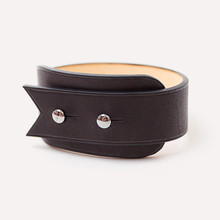 Sainte-Anne large - Bracelet cuir en veau barenia noir, finitions palladium