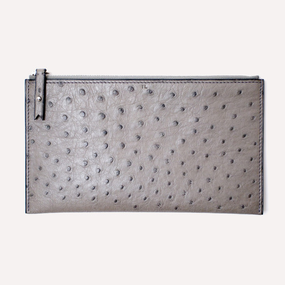 Pélican, autruche, gris, gray, grey, ostrich, pochette
