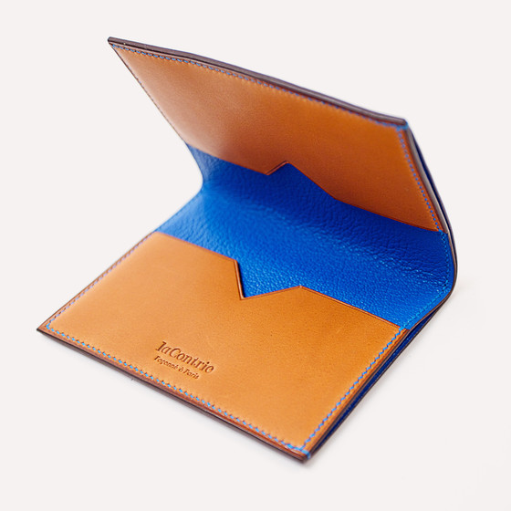 Valois double M, veau lisse gold, chèvre bleu de France