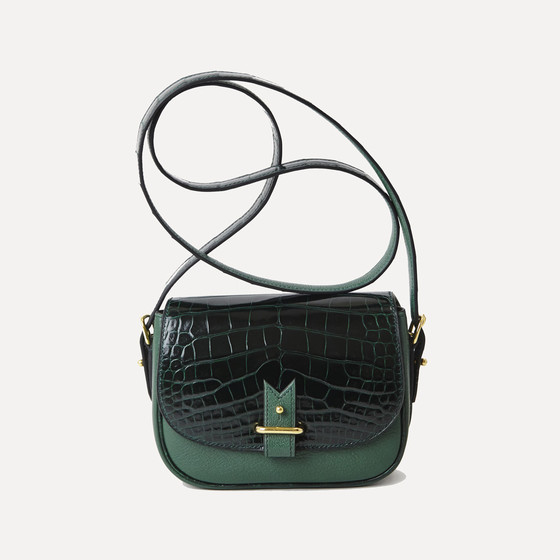 Rohan mini crocodile vert, doublure chèvre gazon